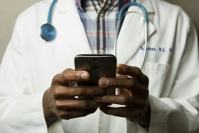 Doctor with a stethoscope in a clinical setting